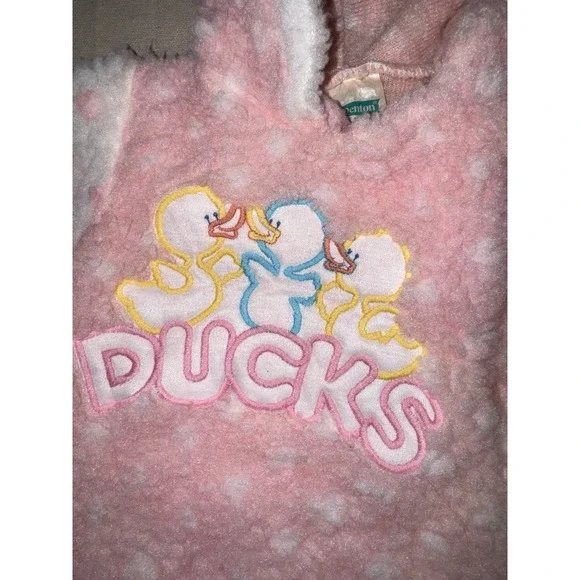 Vintage Dr Denton BabyGro Baby Sherpa Fleece Footed Pajamas 0-6 Mo. Duck Sleeper - Picture 6 of 14